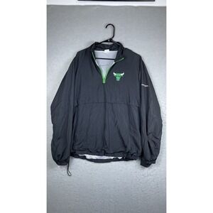 Constellation Jacket Mens Large Black 1/4 Zip Pullover Windbreaker Bull Logo